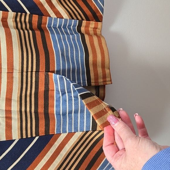 J. MCLAUGHLIN Womens Indigo Montecito Striped Chevron Side Skirt Size 4 💙🤎🧡 - Picture 3 of 9